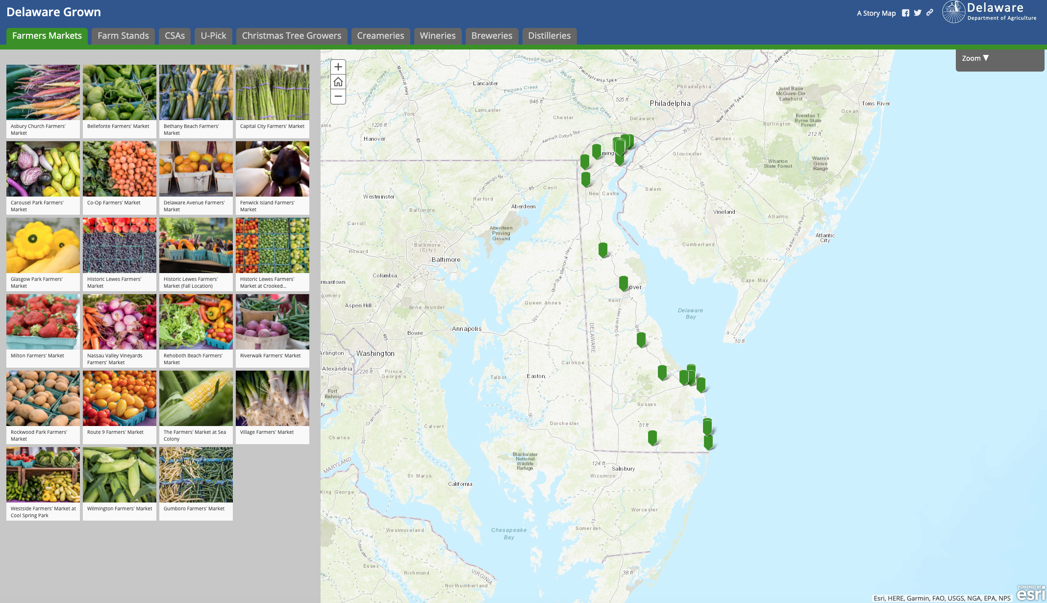 Image of the Delaware Grown Farm Fresh map application